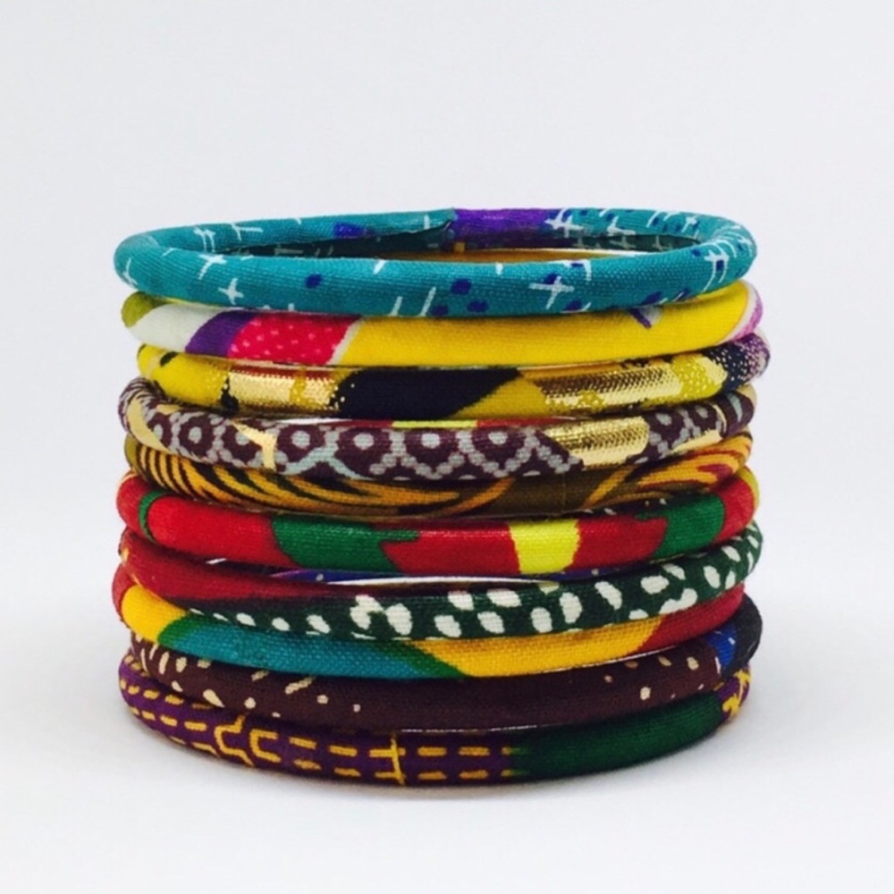 Colorful Fabric Bangle Set - Picture 2 of 2